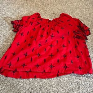 Crown & Ivy Red and blue top